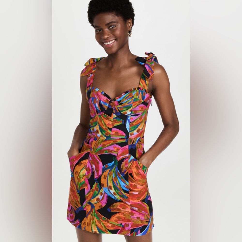 NWT FARM Rio Rainbow Bananas Mini Dress size XL